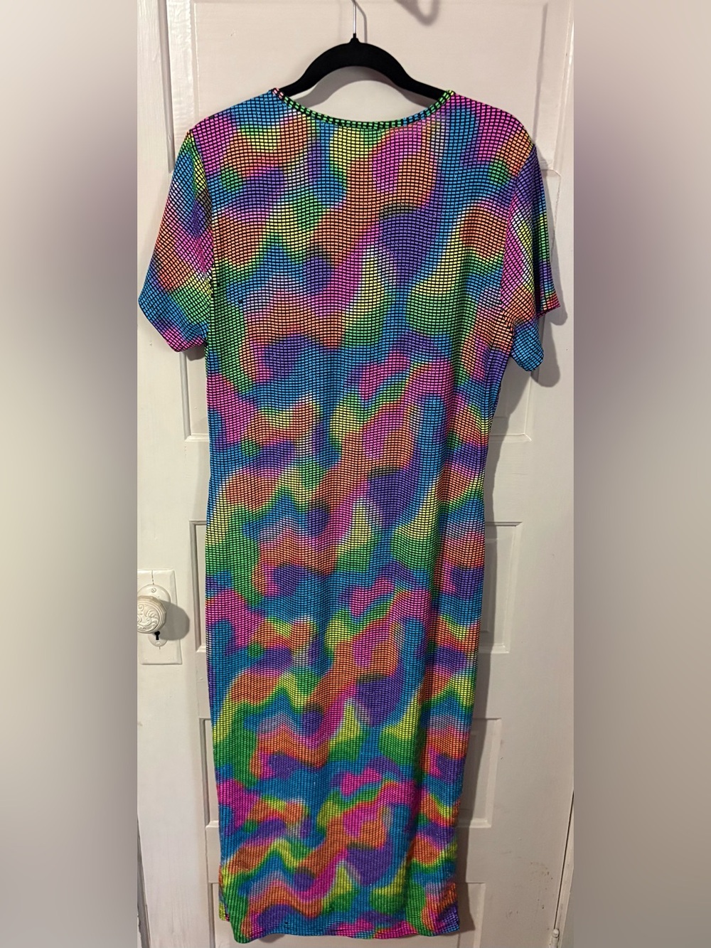Fashion Nova Neon Multicolor Wave Maxi Dress - Blue, Green, Pink, Purple, Orange